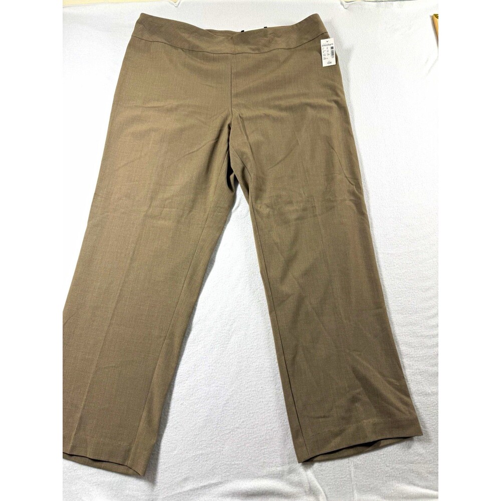 Roz & Ali Secret Agent Womens Dress Pants Tummy Control Knit Brown 16W NEW 589